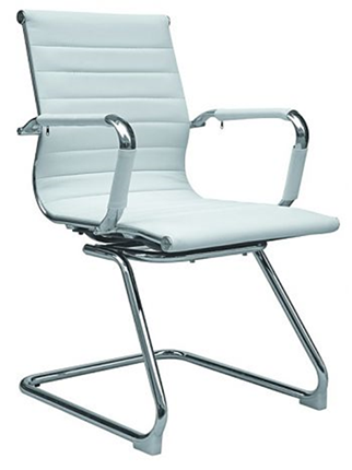 Офисное кресло B110 на полозьях, экокожа / хром, белый в Первоуральске - изображение