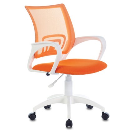 Компьютерное кресло Brabix Fly MG-396W (с подлокотниками, пластик белый, сетка, оранжевое) 532401 в Ревде - изображение