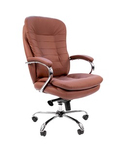 Офисное кресло CHAIRMAN 795 кожа, цвет коричневый в Ревде