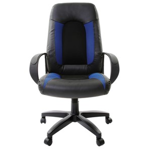 Кресло офисное Brabix Strike EX-525 (экокожа черная, ткань черная/синяя, TW) в Екатеринбурге - предосмотр