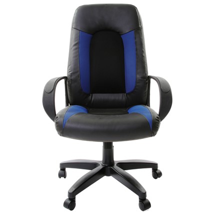 Кресло офисное Brabix Strike EX-525 (экокожа черная, ткань черная/синяя, TW) в Екатеринбурге - изображение