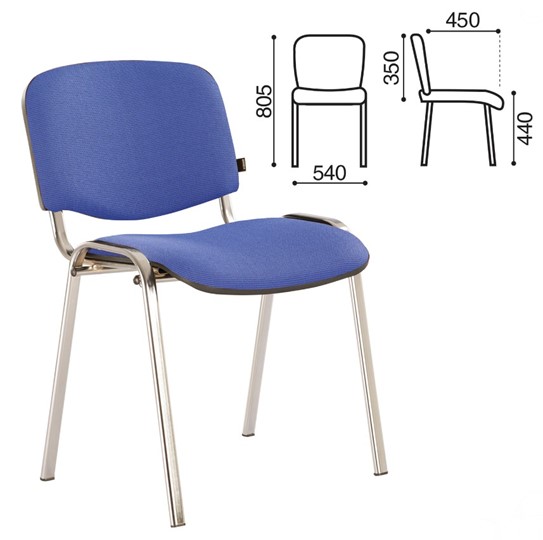 Офисный стул Brabix Iso CF-001 (хромированный каркас, ткань синяя с черным) 531422 в Каменске-Уральском - изображение 2