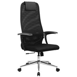 Офисный стул BRABIX PREMIUM "Ultimate EX-801" хром, плотная двойная сетка Х2, черное, 532917 в Ревде