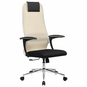 Офисный стул BRABIX PREMIUM "Ultimate EX-801" хром, плотная двойная сетка Х2, черное/бежевое, 532919 в Каменске-Уральском