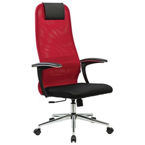 Компьютерный стул RABIX PREMIUM "Ultimate EX-801" хром, плотная двойная сетка Х2, черное/красное, 532921 в Богдановиче