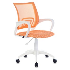 Кресло офисное Brabix Fly MG-396W (с подлокотниками, пластик белый, сетка, оранжевое с рисунком "Giraffe") 532402 в Красноуфимске