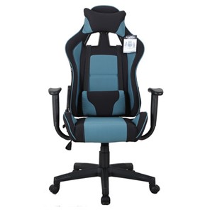 Компьютерное кресло Brabix GT Racer GM-100 (две подушки, ткань, черное/голубое) 531818 в Кушве