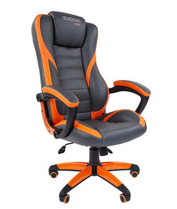 Кресло CHAIRMAN GAME 22 эко кожа, серый/оранжевый в Кушве - изображение