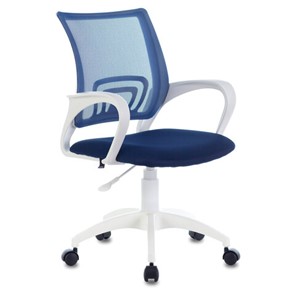Кресло офисное Brabix Fly MG-396W (с подлокотниками, пластик белый, сетка, темно-синее) 532399 в Екатеринбурге