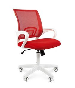 Кресло компьютерное CHAIRMAN 696 white, ткань, цвет красный в Красноуфимске