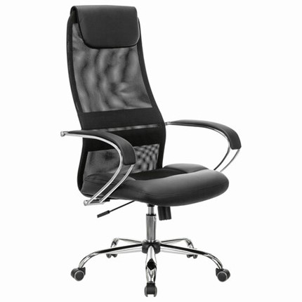 Кресло офисное Brabix Premium Stalker EX-608 CH (хром, ткань-сетка/кожзам, черное) 532091 в Екатеринбурге - изображение