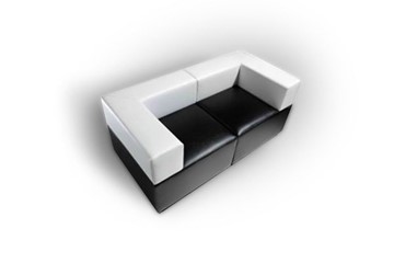 Мягкий офисный диван Октава, 2-х местный, экокожа премиум / черная CN1114/экокожа премиум / светло-бежевая CN1112 в Ревде