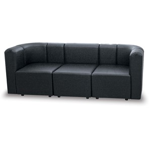 Офисный диван мягкий Юнона, 3 модуля, экокожа премиум / черная CN1114 в Ревде