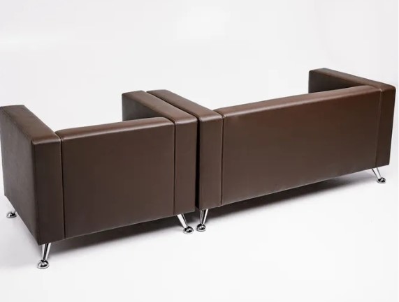 Комплект мебели Альбиони коричневый кожзам  диван 2Д + кресло в Екатеринбурге - изображение 5