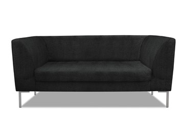 Мягкий офисный диван Сиеста 2-местный, ткань Сахара / черная С49 в Каменске-Уральском