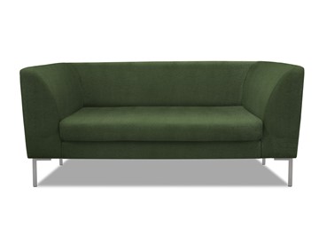 Мягкий офисный диван Сиеста 2-местный, ткань Сахара / зеленая С39 в Ревде
