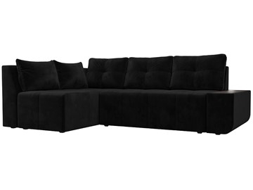 Угловой диван с оттоманкой Амадэус, Черный (велюр) в Первоуральске