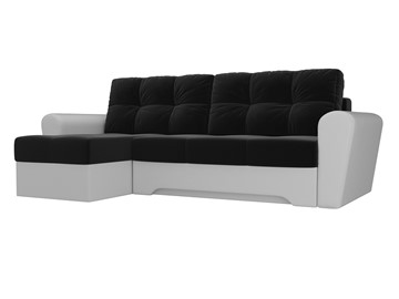 Угловой диван для гостиной Амстердам, Черный/Белый (микровельвет/экокожа) в Первоуральске