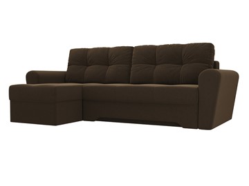 Угловой диван для гостиной Амстердам, Коричневый (микровельвет) в Каменске-Уральском