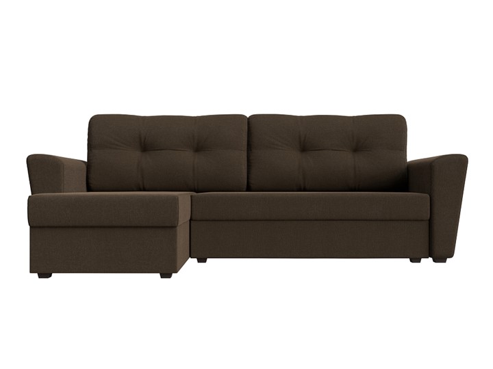 Угловой диван с оттоманкой Амстердам Лайт, Коричневый (рогожка) в Екатеринбурге - изображение 1