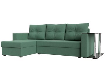Угловой диван с оттоманкой Атланта Лайт, Амур зеленый (микровельвет) в Ревде