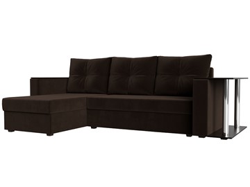 Угловой диван с оттоманкой Атланта Лайт, Коричневый (микровельвет) в Каменске-Уральском