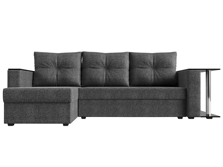 Угловой диван с оттоманкой Атланта Лайт, Серый (рогожка) в Екатеринбурге - изображение 1