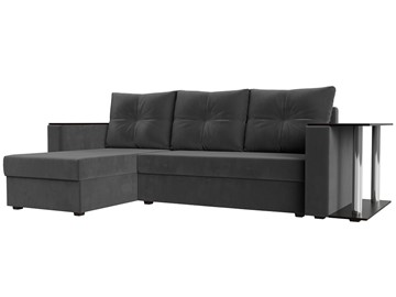 Угловой диван с оттоманкой Атланта Лайт, Серый (велюр) в Первоуральске