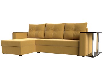 Угловой диван с оттоманкой Атланта Лайт, Желтый (микровельвет) в Екатеринбурге