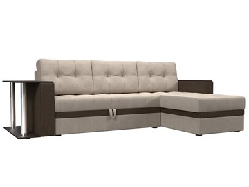 Угловой диван для гостиной Атланта М, Бежевый/Коричневый (рогожка) в Ревде