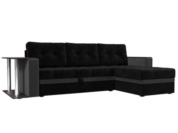 Угловой диван для гостиной Атланта М, Черный/Серый (велюр) в Ревде