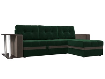 Угловой диван для гостиной Атланта М, Зеленый/Коричневый (велюр) в Ревде