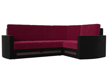 Угловой раскладной диван Белла, Бордовый/Черный (Микровельвет) в Ревде