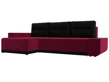 Угловой диван Чикаго, Бордовый/Черный (микровельвет) в Ревде