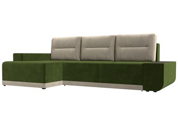 Угловой диван Чикаго, Зеленый/Бежевый (микровельвет) в Ревде