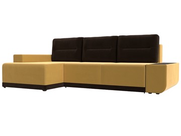 Угловой раскладной диван Чикаго, Желтый/Коричневый (микровельвет) в Ревде