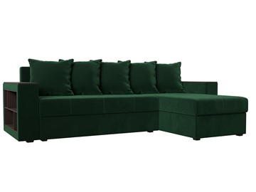 Угловой раскладной диван Дубай Лайт, Зеленый (велюр) в Ревде