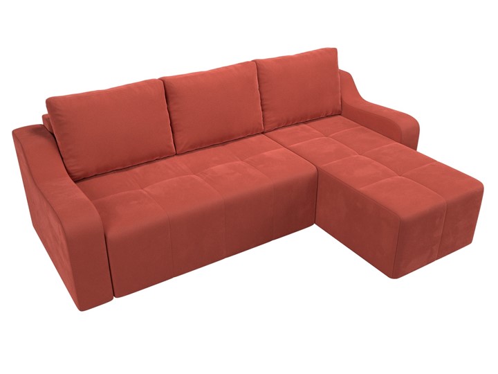Угловой раскладной диван Элида, Коралловый (микровельвет) в Кушве - изображение 5