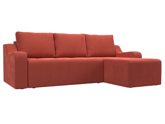 Угловой раскладной диван Элида, Коралловый (микровельвет) в Кушве - изображение