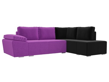Угловой диван для гостиной Хавьер, Фиолетовый/Черный (микровельвет) в Екатеринбурге - предосмотр