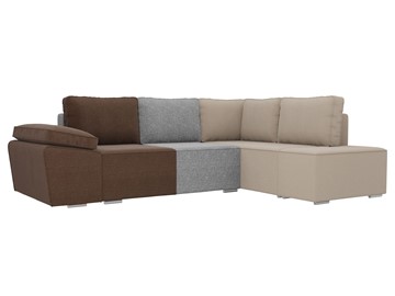 Угловой диван для гостиной Хавьер, Коричневый/Серый/Бежевый (рогожка) в Первоуральске
