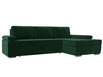 Угловой диван с оттоманкой Канкун, Зеленый (Велюр) НПБ в Асбесте