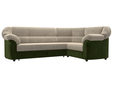 Угловой диван для гостиной Карнелла, Бежевый/Зеленый (микровельвет) в Первоуральске