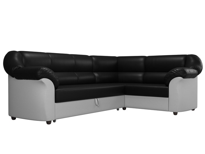 Угловой диван для гостиной Карнелла, Черный/Белый (экокожа) в Первоуральске - изображение 3