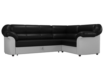 Угловой диван для гостиной Карнелла, Черный/Белый (экокожа) в Первоуральске - предосмотр