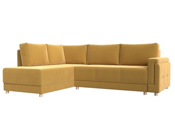 Угловой раскладной диван Лига-024, Желтый (Микровельвет) в Первоуральске