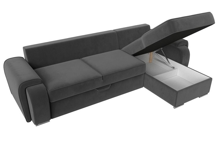 Угловой раскладной диван Лига-025, Серый (Велюр) в Ревде - изображение 2