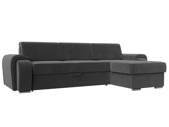 Угловой раскладной диван Лига-025, Серый (Велюр) в Ревде - изображение
