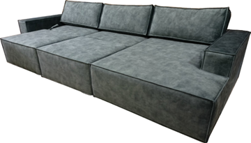 Угловой диван с оттоманкой Лофт 357х159х93 (Ремни/Еврокнижка) в Кушве - предосмотр 5