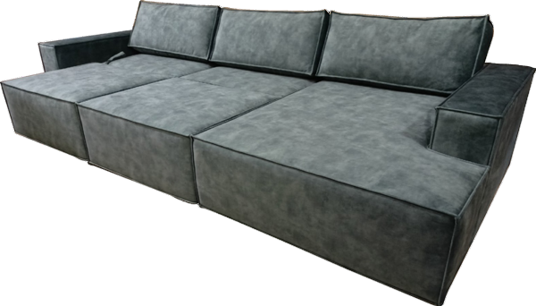 Угловой диван с оттоманкой Лофт 357х159х93 (Ремни/Еврокнижка) в Екатеринбурге - изображение 5